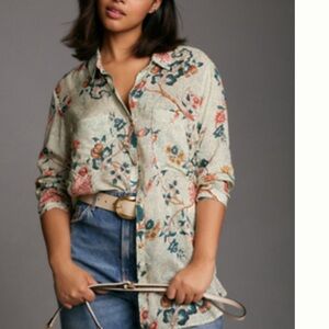 The Romy button down shirt by Pilcro. Anthropologie Multicolor Floral Blouse.
